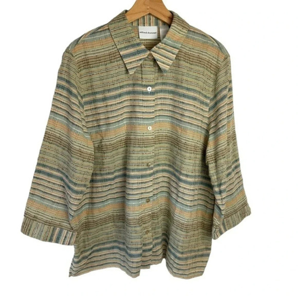 Alfred Dunner 18 neutral striped‎ minimalist button down shirt or light jacket - Picture 1 of 4